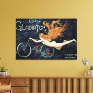 Vintage Victorian Art Nouveau, Gladiator Cycles Canvas Print