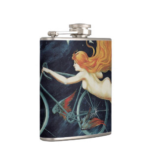 Vintage Victorian Art Nouveau, Gladiator Cycles Hip Flask