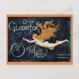 Vintage Victorian Art Nouveau, Gladiator Cycles Postcard