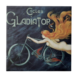 Vintage Victorian Art Nouveau, Gladiator Cycles Tile