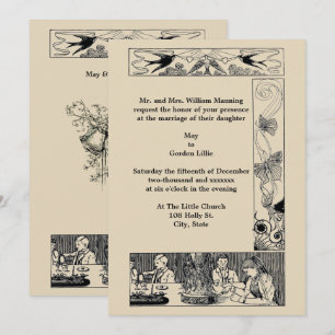 Vintage Victorian Art Nouveau Wedding Invitation