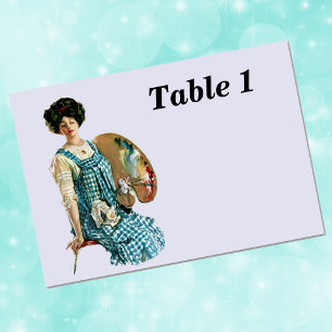 Vintage Victorian Artist Lady Painter Palette Table Number