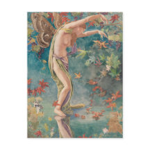 Vintage Victorian Autumn Scattering Leaves