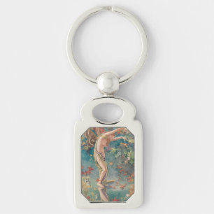 Vintage Victorian Autumn Scattering Leaves Keychain