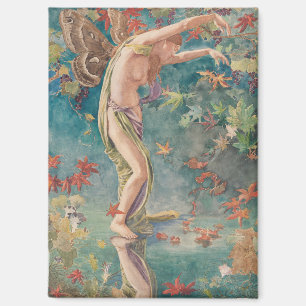 Vintage Victorian Autumn Scattering Leaves Magnet