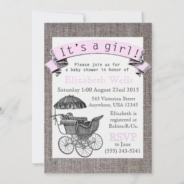 Vintage Victorian Baby Shower Invite (Front)