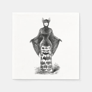 Vintage victorian bat woman napkin