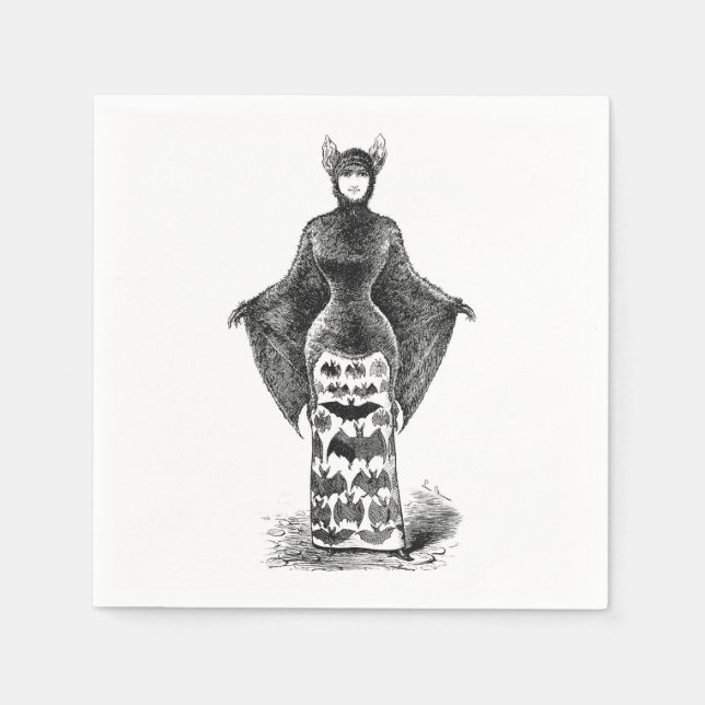 Vintage victorian bat woman napkin (Front)