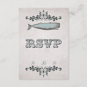 Vintage Victorian Beach Whale Wedding RSVP Card
