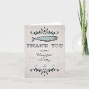 Vintage Victorian Beach Whale Wedding Thank You