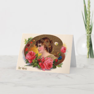 Vintage Victorian Best Wishes Greeting Card