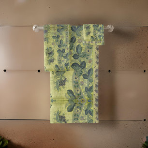 Vintage Victorian Botanical Green Bath Towel Set