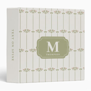 Vintage Victorian Botanical Traditional Stripes Binder