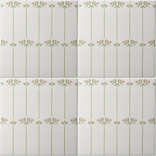 Vintage Victorian Botanical Traditional Stripes Tile