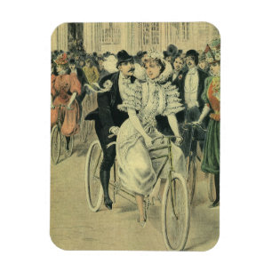 Vintage Victorian Bride and Groom Newyweds Bicycle Magnet