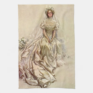 Vintage Victorian Bride, Antique Bridal Portrait Kitchen Towel