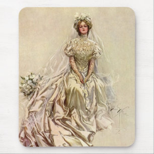 Vintage Victorian Bride, Antique Bridal Portrait Mouse Pad