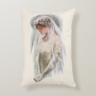 Vintage Victorian Bride with Bible Harrison Fisher Accent Pillow