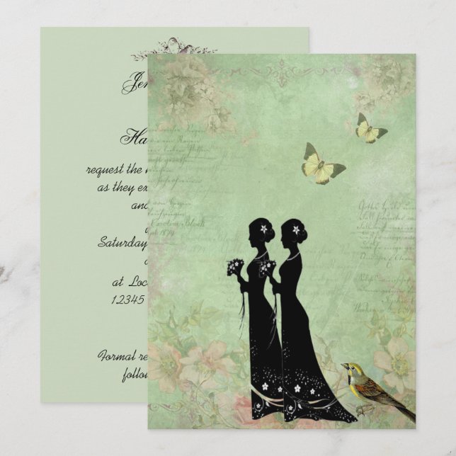 Vintage, Victorian Brides, Wedding Invitation (Front/Back)