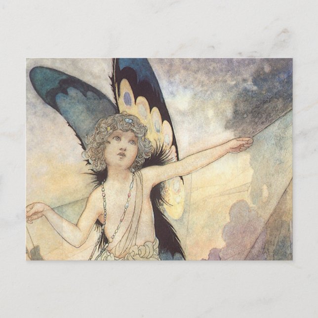 Vintage Victorian Butterfly Fairy by Robinson Postcard (Front)