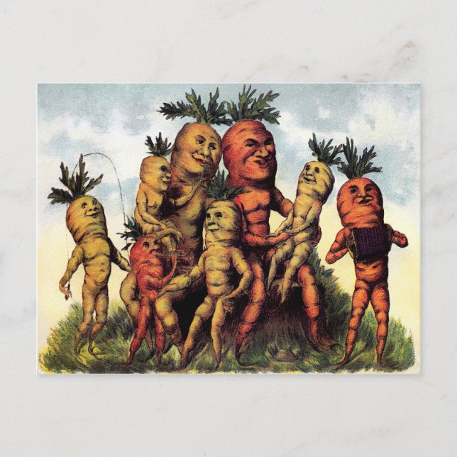 Vintage Victorian Carrot Family Postcard (Front)