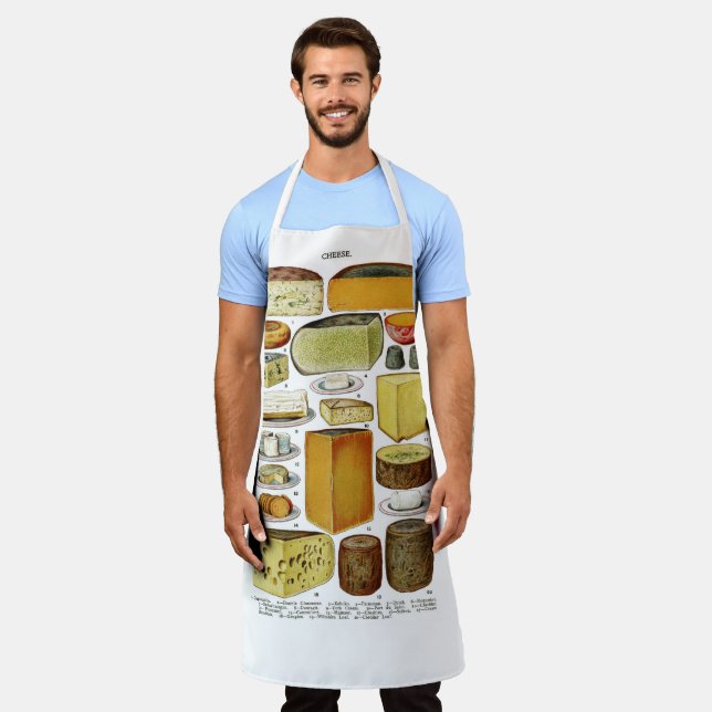 Vintage Victorian Cheese Varieties Illustration Apron (Worn)