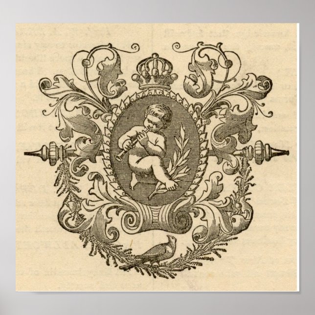 Vintage Victorian Cherub Art Print (Front)