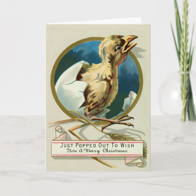 Vintage Victorian Chick Christmas Card (Front)