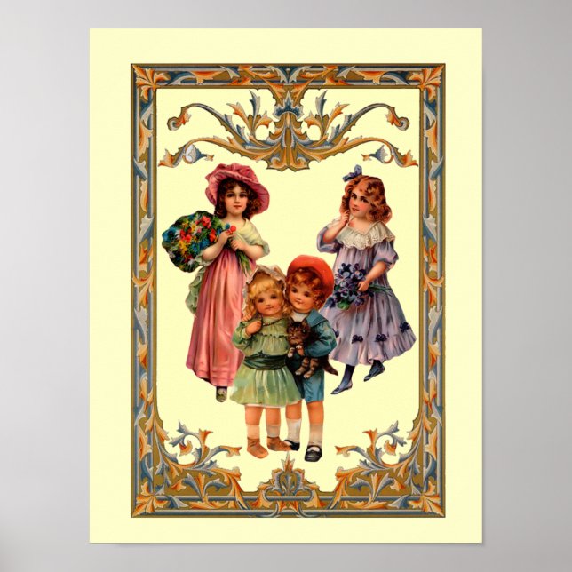 Vintage Victorian Children Art Poster (Front)