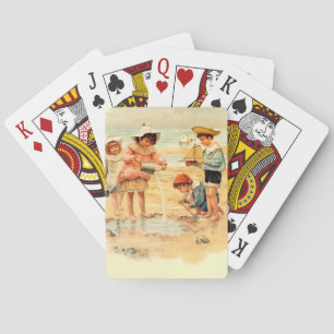 Vintage Victorian Children At The Beach Fine Art Playing Cards