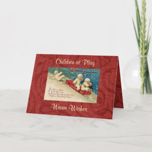 Vintage Victorian Children Christmas Greeting Card