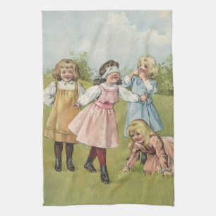 Vintage Victorian Children Play Blind Man's Bluff Kitchen Towel
