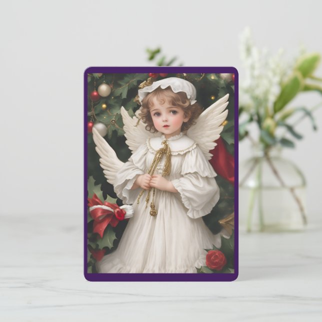 Vintage Victorian Christmas Angel Holiday Card (Standing Front)