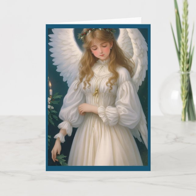 Vintage Victorian Christmas Angel Holiday Card (Front)