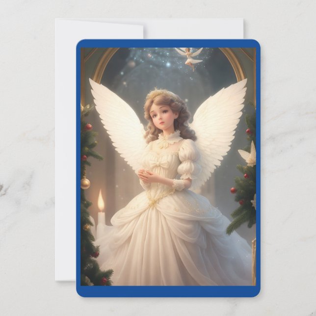 Vintage Victorian Christmas Angel Holiday Card (Front)
