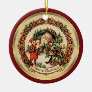 Vintage Victorian Christmas Baubles Ceramic Ornament