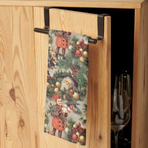 Vintage Victorian Christmas Baubles Kitchen Towel