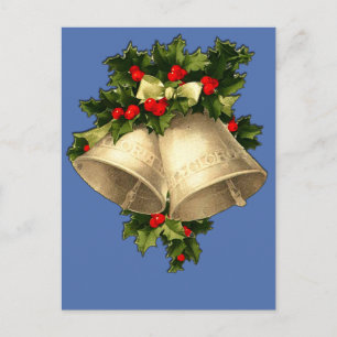 Vintage Victorian Christmas Bells Cards, Stickers Holiday Postcard