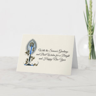 Vintage Victorian Christmas Blue Holiday Candle Card