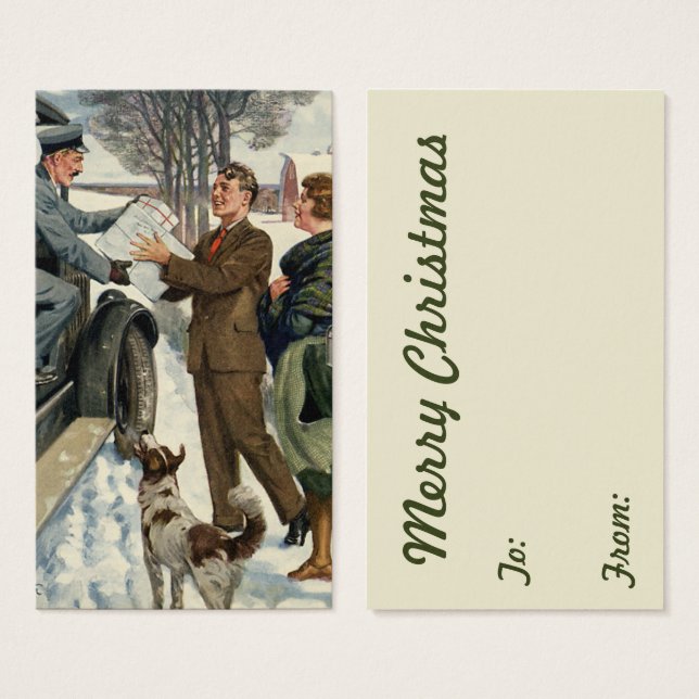 Vintage Victorian Christmas Mailman Delivery (Front & Back)