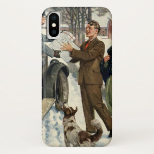 Vintage Victorian Christmas Mailman Delivery Case-Mate iPhone Case