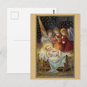 Vintage Victorian Christmas Nativity Angels Postcard