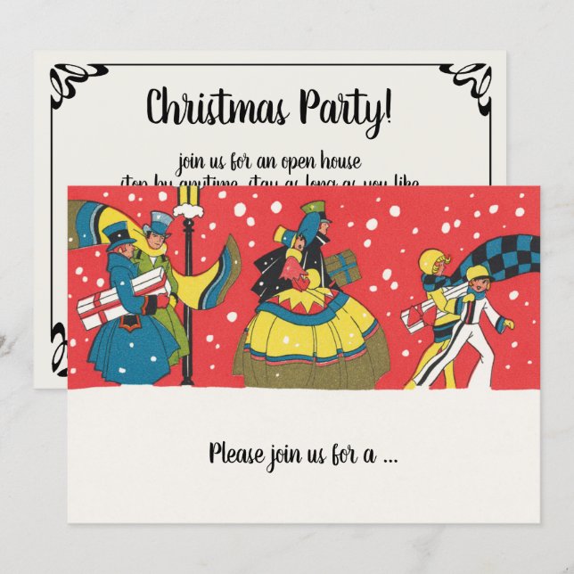 Vintage Victorian Christmas Party Invitation (Front/Back)