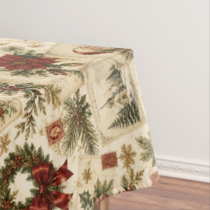 Vintage Victorian Christmas Postcards Tablecloth