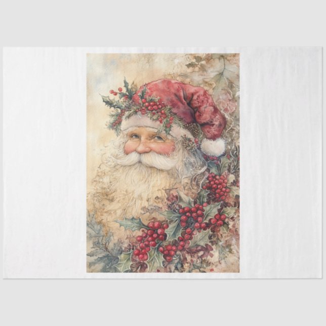 Vintage Victorian Christmas Santa Tissue Paper (Front)