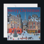 Vintage Victorian Christmas Village   Card<br><div class="desc">Vintage Victorian Christmas Village.  "Merry Christmas" greeting in red.</div>