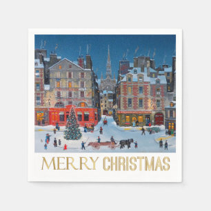 Vintage Victorian Christmas Village Napkin
