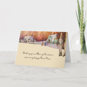 Vintage Victorian Christmas Winter Scenery Holiday Card