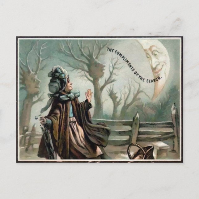Vintage Victorian Compliments Christmas Postcard (Front)