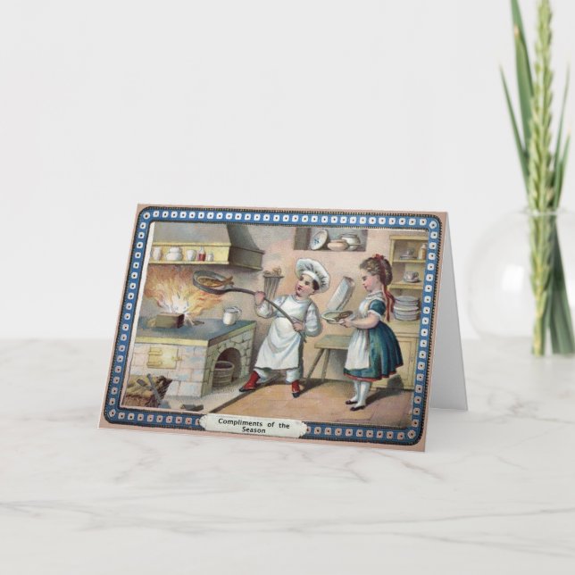 Vintage Victorian Cooking Holiday Card (Front)